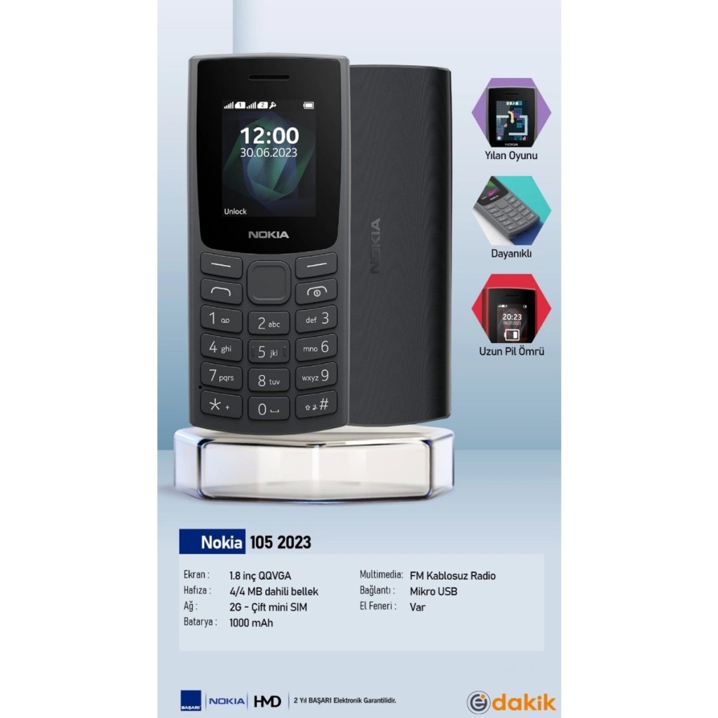 Nokıa 105 2023 Koyu Gri Tuşlu Cep Telefonu (Nokia Türkiye Garantili) Nokıa 105 2023 Koyu Gri Tuşlu Cep Telefonu (Nokia Türkiye Garantili)